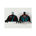 LEGO® Torso Robe, Dark Turquoise Hems and Triangle with White '404', Red Splotches Pattern / Black Arms / Black Hands 973pb3770c01 schwarz