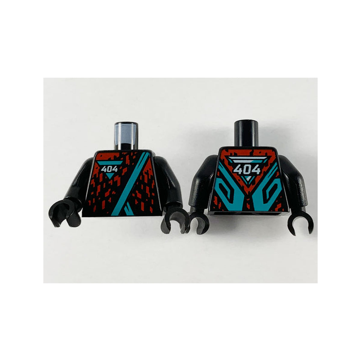 LEGO® Torso Robe, Dark Turquoise Hems and Triangle with White '404', Red Splotches Pattern / Black Arms / Black Hands 973pb3770c01 schwarz