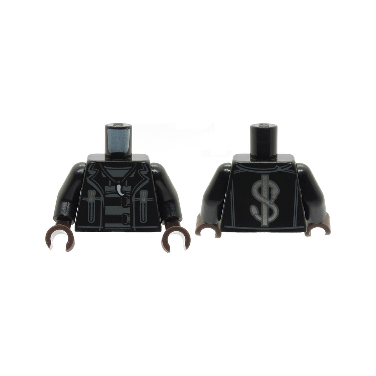 LEGO® Torso Jacket with Zippers, Dollar Sign on Back, Claw Necklace and Belts Pattern / Black Arms / Dark Brown Hands 973pb3773c01 schwarz