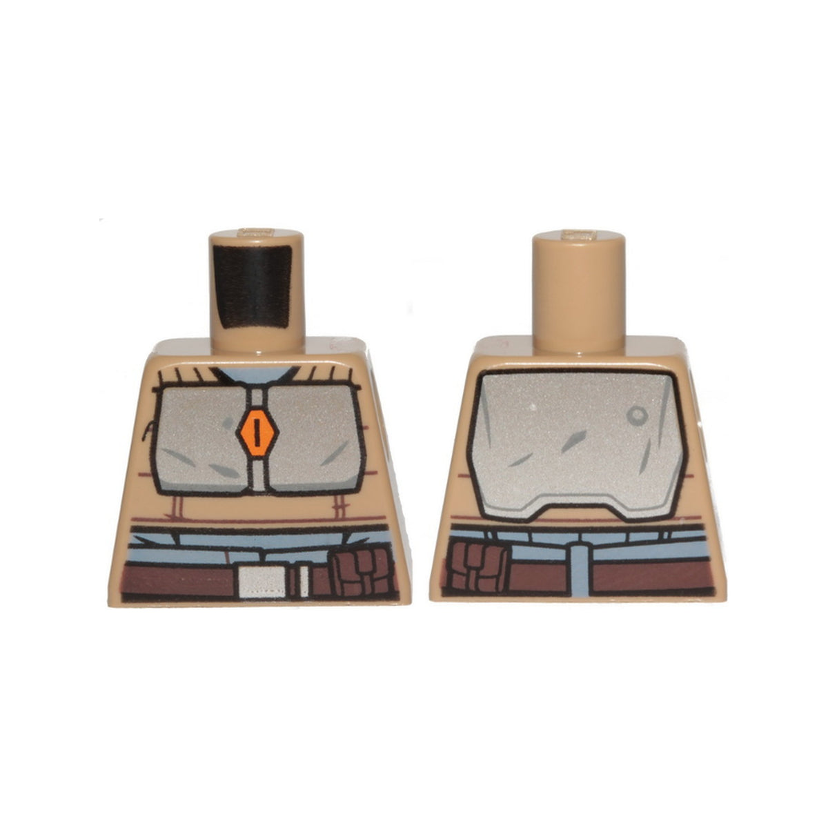 LEGO® Torso SW Armor Silver Plates and Dark Brown Belt Pattern (Mandalorian) 973pb3800 dunkelbeige