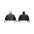 LEGO® Torso Dark Turquoise and Red Stripes, Rectangles and Circles Pattern / Black Arms / Red Hands 973pb3809c01 schwarz