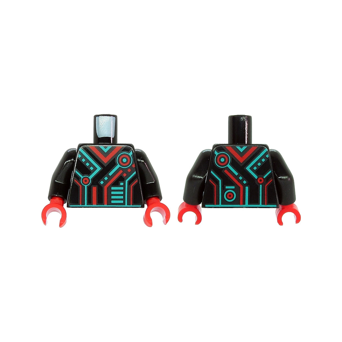 LEGO® Torso Dark Turquoise and Red Stripes, Rectangles and Circles Pattern / Black Arms / Red Hands 973pb3809c01 schwarz