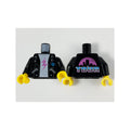 LEGO® Torso Jacket, White Shirt with Dark Pink Lightning Bolt, 'TOUR' and Cityscape on Back Pattern / Black Arms / Yellow Hands 973pb3875c01 schwarz