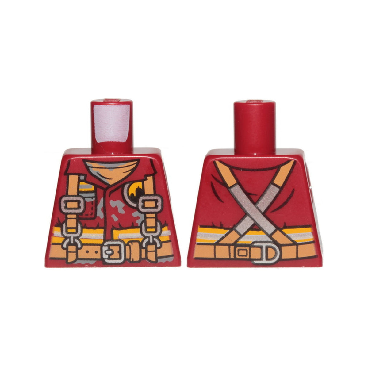 LEGO® Torso Fire Uniform with Stripes and Harness Pattern 973pb3880 dunkelrot