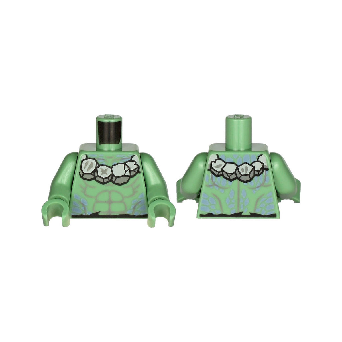 LEGO® Torso Bare Chest with Light Bluish Gray Muscles Outline, Stone Necklace and Sand Blue Spots Pattern / Sand Green Arms / Sand Green Hands 973pb3924c01 sandgrün