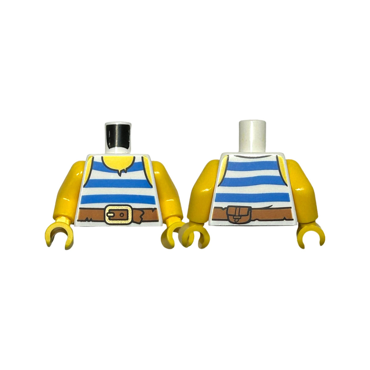 LEGO® Torso Pirate Tank Top with Blue Horizontal Stripes, Dark Orange Belt with Gold Buckle, Yellow Neck and Shoulders Pattern / Yellow Arms / Yellow Hands 973pb3974c01 weiss