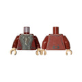 LEGO® Torso Jacket over Dark Bluish Gray Vest, Tan Shirt and Dark Red Scarf Pattern / Dark Red Arms / Light Nougat Hands 973pb4036c01 dunkelrot
