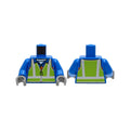 LEGO® Torso Safety Vest with Silver and Lime Reflective Stripes over Jacket with Orange Stripe Pattern / Blue Arms / Dark Bluish Gray Hands 973pb4117c01 blau