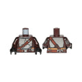 LEGO® Torso SW Mandalorian Silver Beskar Armor Plates and Reddish Brown Belts Pattern / Dark Brown Arms with Armor and Vambraces with Whistling Bird Launcher and Flamethrower Pattern / Black Hands 973pb4119c01 dunkelbraun