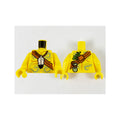 LEGO® Torso Bare Chest Muscles Outline, Feather Necklace, Dark Orange Crossbelt and Light Bluish Gray Filigree Tattoos Pattern / Yellow Arms / Yellow Hands 973pb4150c01 gelb