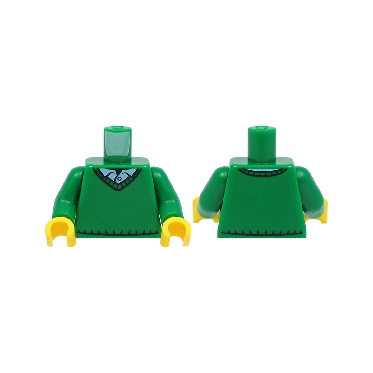 LEGO® Torso Sweater V-Neck over Button Down Blue Shirt Collar with 1 Button Pattern / Green Arms / Yellow Hands 973pb4273c01 grün