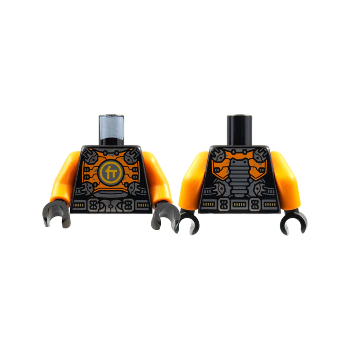LEGO® Torso Orange Breastplate with Silver Clasps and Buckle, Bright Light Orange Ninjago Logogram Letter C Pattern / Orange Arms / Black Hands 973pb4317c01 schwarz