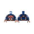 LEGO® Torso Female Armor, Red British Union Jack Flag, Reddish Brown Belt Pattern / Dark Blue Arms with Red Shoulder Stripe Pattern / Reddish Brown Hands 973pb4417c01 dunkelblau