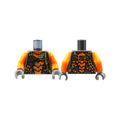 LEGO® Torso Orange Breastplate, Olive Green Straps, Silver Snake Head and Tooth, Dark Turquoise Spots Pattern / Orange Arms / Dark Bluish Gray Hands 973pb4542c01 perldunkelgrau