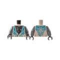 LEGO® Torso Tunic, Flat Silver Robot Chest, Medium Azure Diamond Trim and Core Logo on Back Pattern / Flat Silver Arms / Dark Bluish Gray Hands 973pb4547c01 weiss