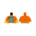 LEGO® Torso Jacket with Bright Light Orange Trim over Dark Turquoise Shirt with White Stripes Pattern / Orange Arms / Yellow Hands 973pb4599c01 orange