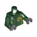LEGO® Torso Racing Suit with Lotus Logo, Silver Stitching, Yellow Stripes Pattern / Dark Green Arms / Dark Bluish Gray Hands 973pb4663c01 dunkelgrün