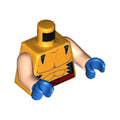 LEGO® Torso Muscles Outline with Black Marks on Sides, Red Belt with X-Men Logo Buckle Pattern / Light Nougat Arms / Blue Hands 973pb4672c01 hellorange