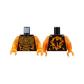 LEGO® Torso Orange and Gold Energy, Ninjago Logogram Letter C, Red Rimmed Lava Stone Spots Pattern / Trans-Orange Arms / Orange Hands 973pb4749c01 schwarz
