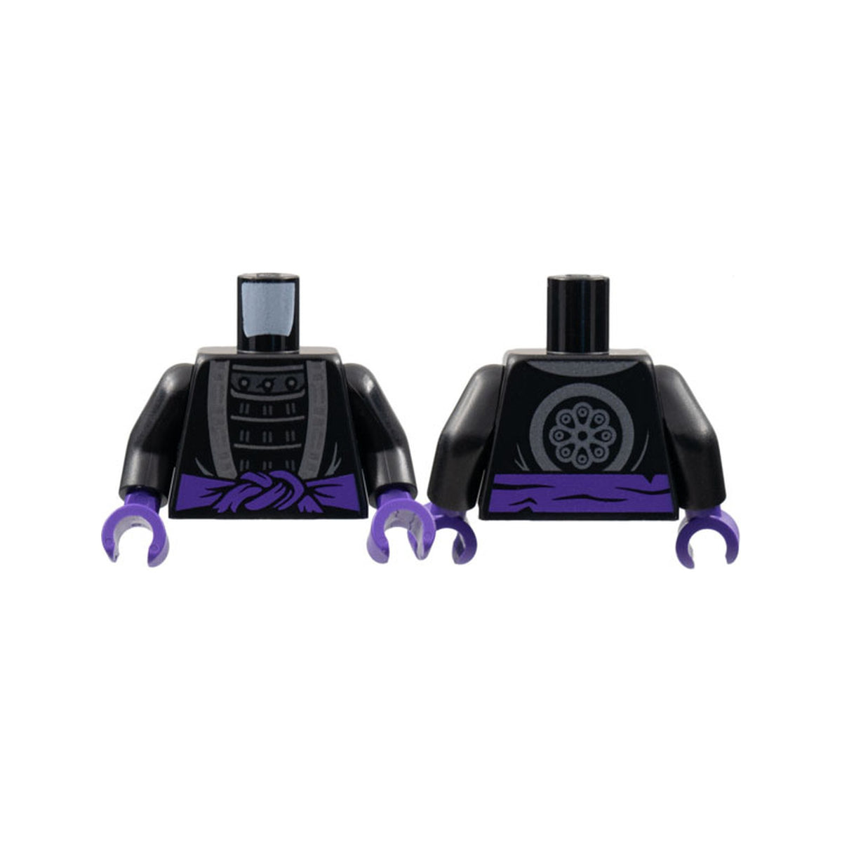 LEGO® Torso Robe with Silver Hem over Armor, Dark Purple Sash, Flower Emblem on Back Pattern / Black Arms / Dark Purple Hands 973pb4758c01 schwarz
