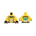 LEGO® Torso Pixelated Dark Bluish Gray and Dark Turquoise Harness, Black Belt and Collar, Silver Buckle Pattern / Yellow Arms / Black Hands 973pb4911c01 gelb