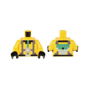LEGO® Torso Pixelated Dark Bluish Gray and Dark Turquoise Harness, Black Belt and Collar, Silver Buckle Pattern / Yellow Arms / Black Hands 973pb4911c01