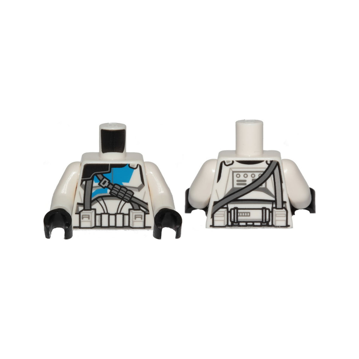 LEGO® Torso SW Armor Clone Trooper with Blue 501st Legion Markings and Dark Bluish Gray Diagonal Belt Pattern (Clone Wars) / White Arms / Black Hands 973pb5003c01 weiss