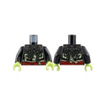 LEGO® Torso Silver Skull Mantle and Chains, Yellowish Green Ribs, Red Sash Pattern / Black Arms / Yellowish Green Hands 973pb5013c01 schwarz