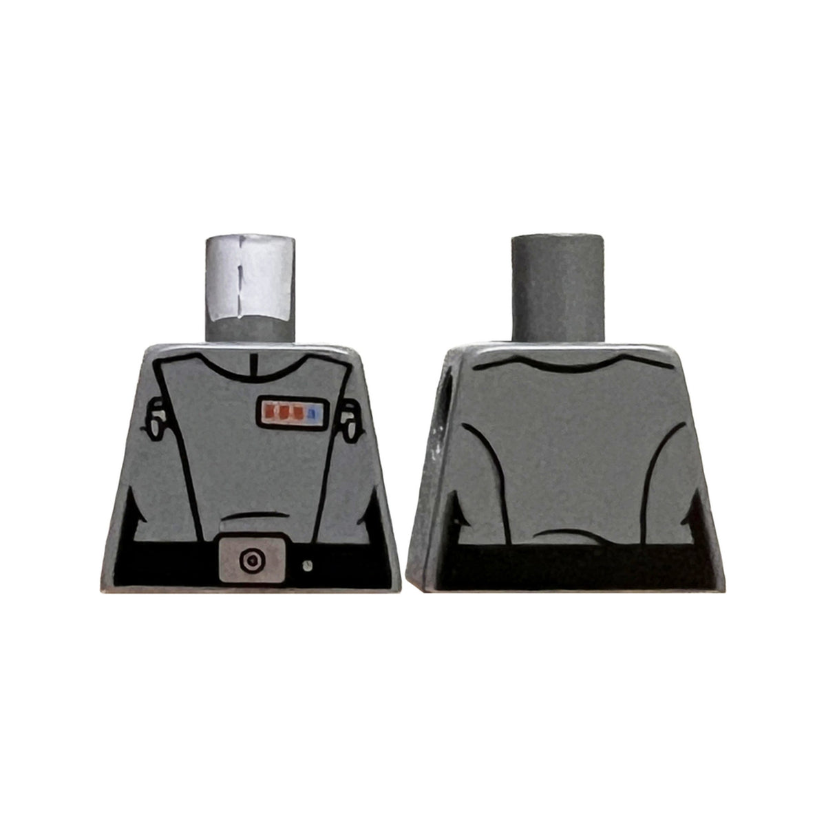 LEGO® Torso Female SW Imperial Crew Uniform with Black Belt with Silver Buckle, Badge with 3 Red and 1 Blue Square Pattern 973pb5049 dunkelgrau