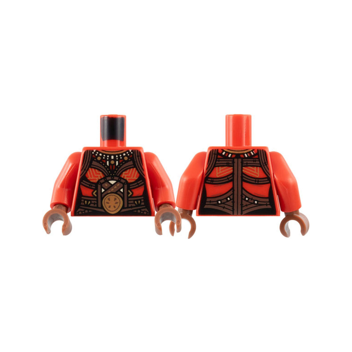 LEGO® Torso Female Armor, Gold Mantle and Circle, Dark Brown Leather Work Pattern / Red Arms / Reddish Brown Hands 973pb5078c01 rot