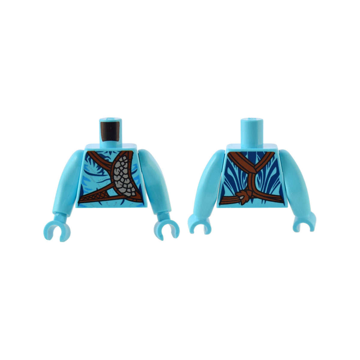 LEGO® Torso Na'vi with Dark Blue Markings, Reddish Brown Strap and Silver Belt, and Silver Spots Pattern / Medium Azure Arms Long / Medium Azure Hands 973pb5121c01 azurblau
