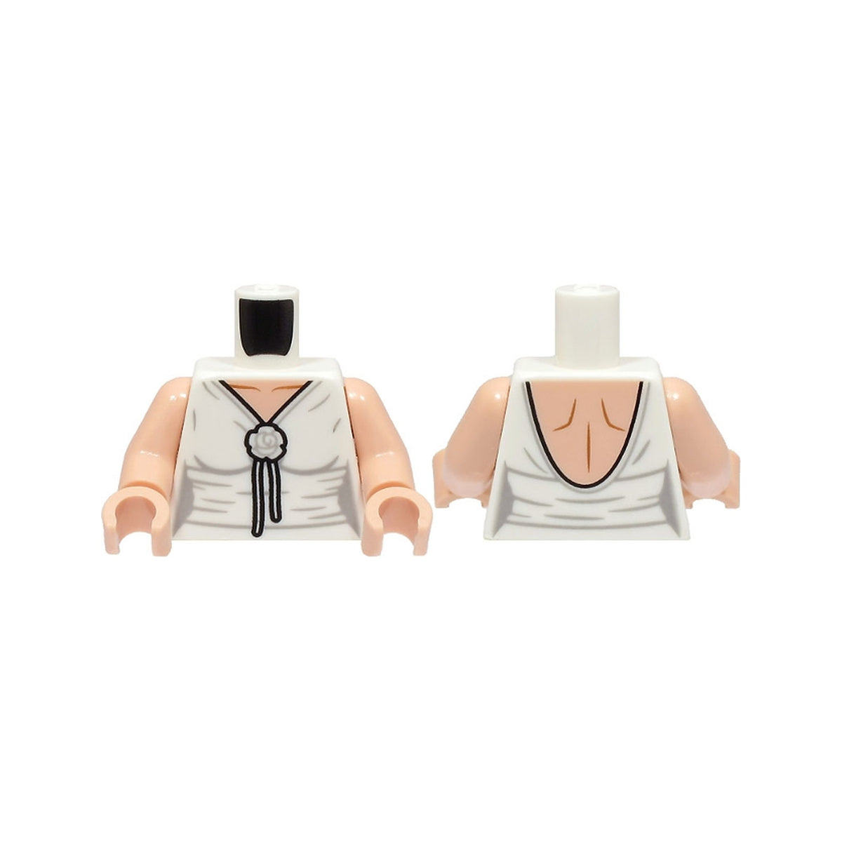 LEGO® Torso Female Dress with Flower and Laces, Light Bluish Gray Creases, Light Nougat Neck and Back Pattern / Light Nougat Arms / Light Nougat Hands 973pb5167c01 weiss