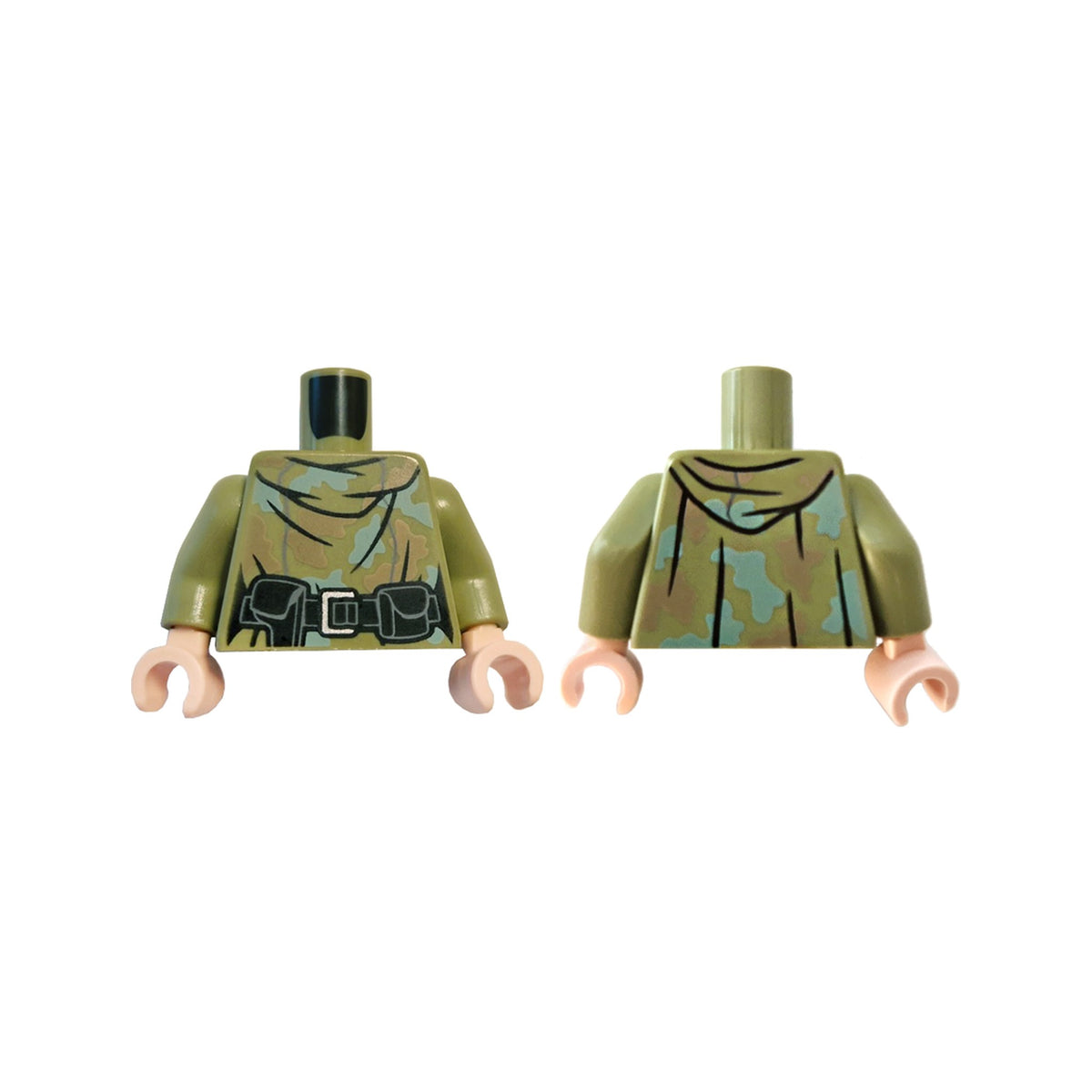 LEGO® Torso Female Hooded Shirt Camouflage with Sand Green and Dark Tan Spots, Black Belt with Holster and Pouch Pattern / Olive Green Arms / Light Nougat Hands 973pb5193c01 olivgrün