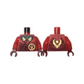 LEGO® Torso Robe Dark Red Straps, Gold Buckles, Ninjago Logogram Letter K and Dragon Head and Orb on Back Pattern / Red Arms / Dark Red Hands 973pb5229c01 rot
