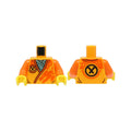 LEGO® Torso Robe with Orange Trim, Dragon Head and Black Ninjago Logogram Letter A over Dark Bluish Gray Shirt Pattern (BAM) / Orange Arms / Yellow Hands 973pb5248c01 hellorange