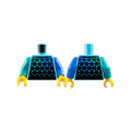 LEGO® Torso Shirt with Blue, Dark Turquoise, and Medium Blue Triangles on Black Background Pattern / Blue Arm Left / Dark Turquoise Arm Right / Yellow Hands 973pb5306c01 azurblau