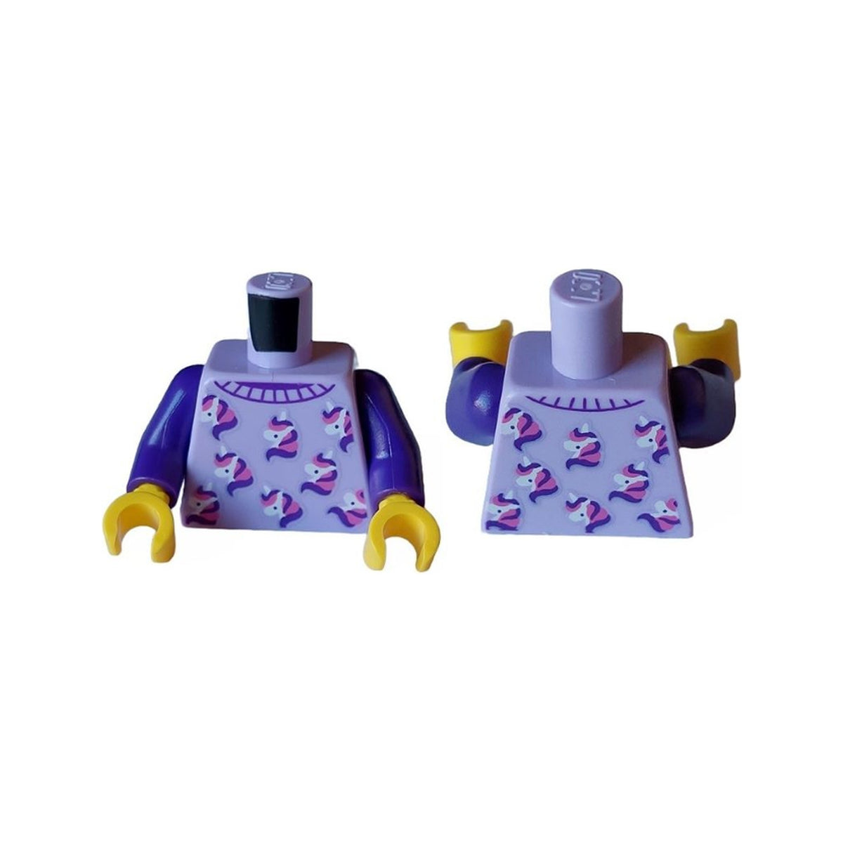 LEGO® Torso Pajama Sweater with White, Dark Purple, and Dark Pink Unicorn Heads Pattern / Dark Purple Arms / Yellow Hands 973pb5352c01 lavendel
