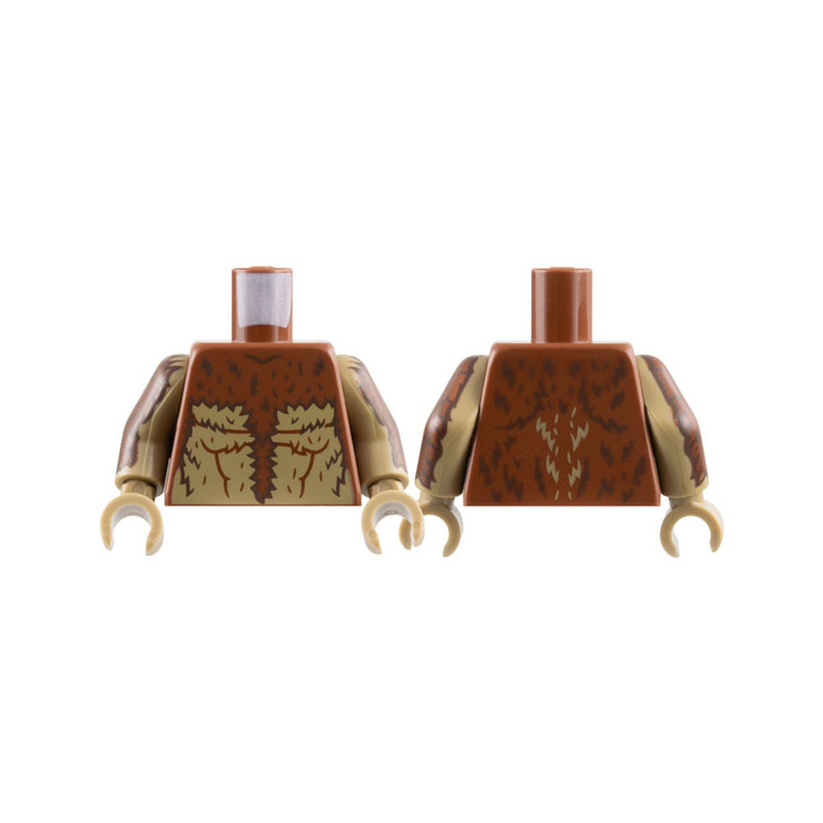 LEGO® Torso Dark Brown Fur, Dark Tan Stomach with Muscles Outline Pattern / Dark Tan Arms with Reddish Brown and Dark Brown Fur Pattern / Dark Tan Hands 973pb5391c01 braun