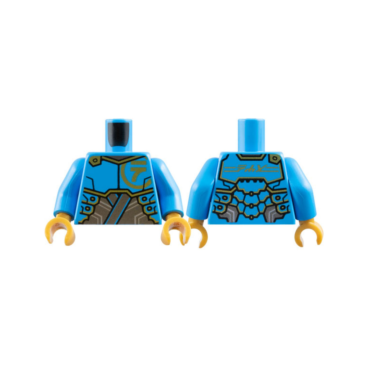 LEGO® Torso Armor Plates over Dark Silver Tunic, Gold Trim and Ninjago Logogram Letter N, 'NYA' on Back Pattern / Dark Azure Arms / Pearl Gold Hands 973pb5518c01 dunkelazur