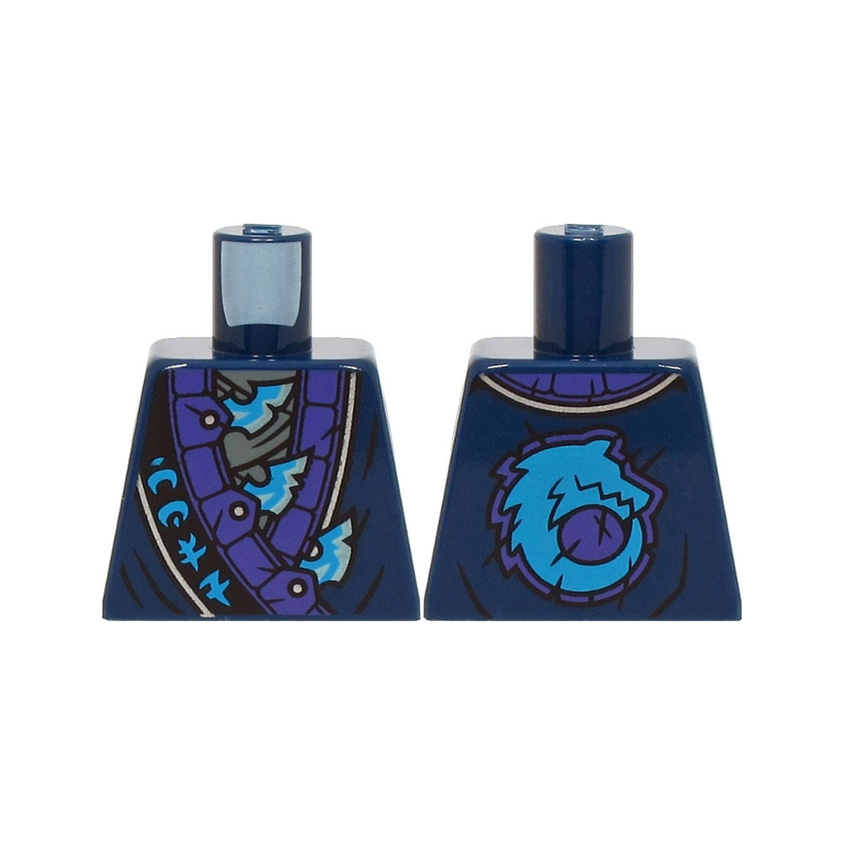 LEGO® Torso Robe, Dark Purple and Silver Trim, Dark Azure Ninjago Logogram 'WOLF', Metallic Light Blue Blades Pattern 973pb5545 dunkelblau