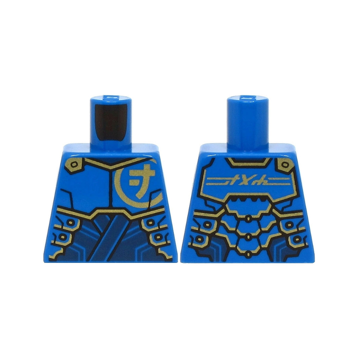 LEGO® Torso Armor Plates over Dark Blue Tunic, Gold Trim and Ninjago Logogram Letter J, 'JAY' on Back Pattern 973pb5547 blau