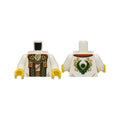 LEGO® Torso Robe with Dark Green and Dark Orange Trim, Tan Shirt, Gold Chain with Tags with Ninjago Logogram Letter L Pattern / White Arms / Yellow Hands 973pb5548c01 weiss