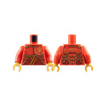 LEGO® Torso Armor Plates with Gold Ninjago Logogram 'K' on Front and 'KAI' on Back over Dark Red Tunic with Bright Light Orange Trim Pattern / Red Arms / Pearl Gold Hands 973pb5553c01 rot