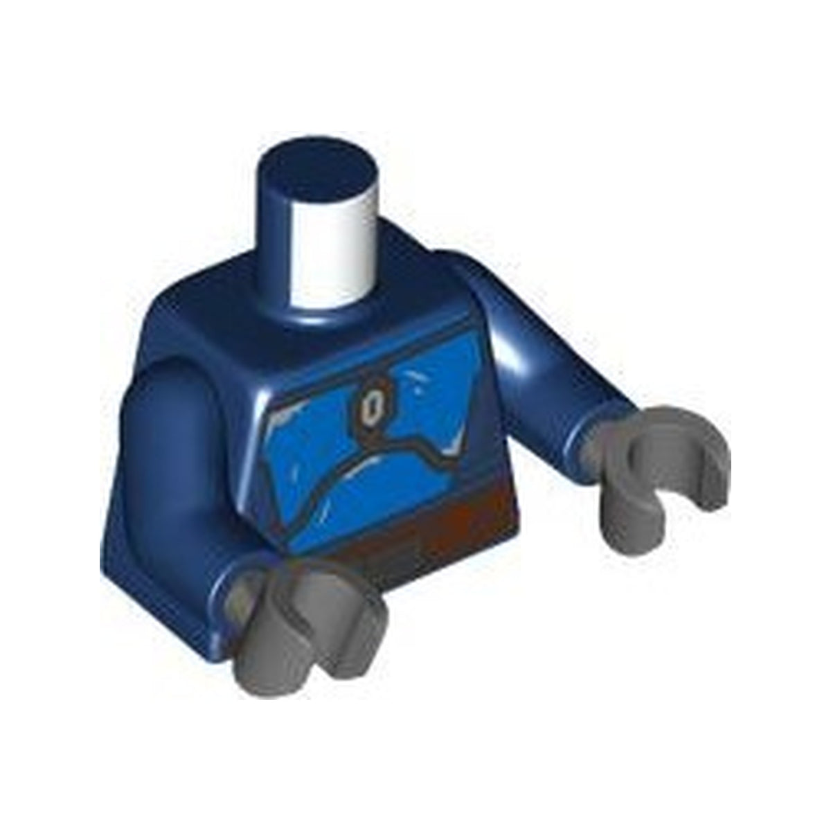 LEGO® Torso SW Mandalorian Blue Beskar Armor, Reddish Brown Belt with Pouches and Dark Silver Buckle Pattern / Dark Blue Arms / Dark Bluish Gray Hands 973pb5680c01 dunkelblau