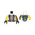 LEGO® Torso Robe Open with Sand Blue Hems and Gold Highlights over Tang Jacket, Coral Sash Pattern / Pearl Gold Arm Left with Armor Pattern / Yellow Arm Right / Dark Blue Hands 973pb5689c01 weiss