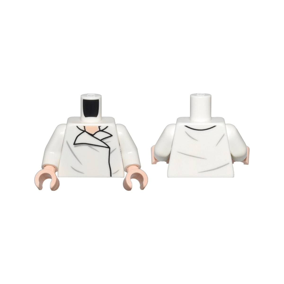 LEGO® Torso SW Shirt Open Collar with Wrinkles on Front and Back, Light Nougat Neck Pattern / White Arms / Light Nougat Hands 973pb5793c01 weiss