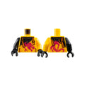 LEGO® Torso Shirt with Pockets and Painted Magenta Dragon, Black Tattered Scarf, Orange Broken Suspenders with Gold Slides Pattern / Bright Light Orange Arm Left / Black Arm Right / Black Hands 973pb5955c01 hellorange