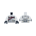 LEGO® Torso SW Armor Stormtrooper, Simplified Armor with Shoulder Belts, Dark Red Bandages Around Chest, Gold Cracks Pattern / White Arms / Black Hands 973pb6149c01 weiss