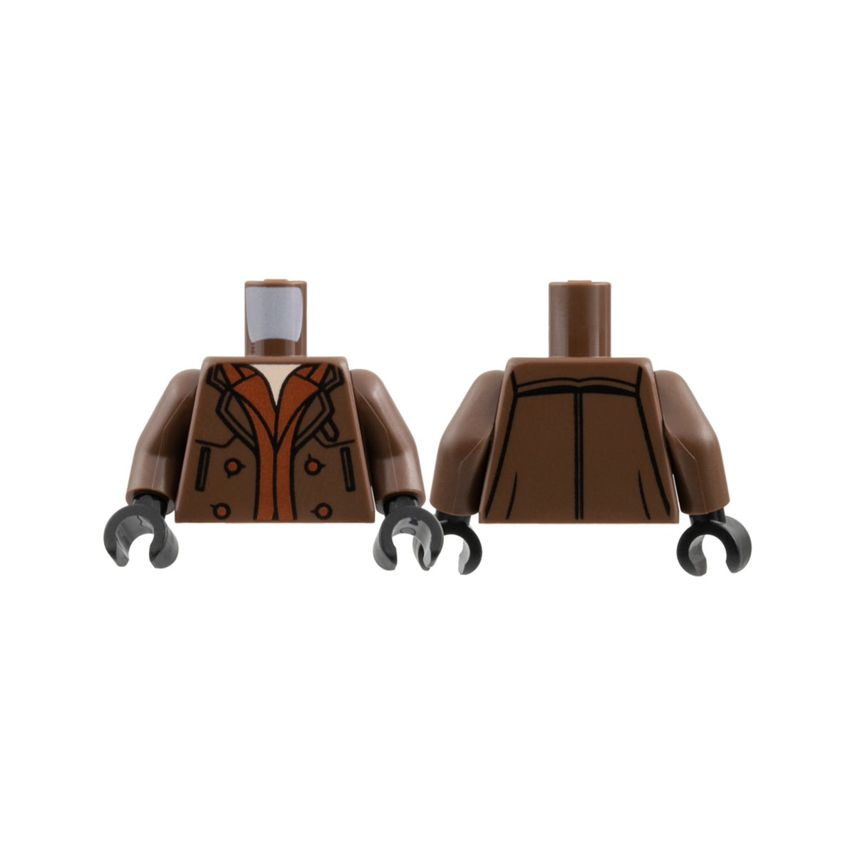 LEGO® Torso Trenchcoat, Dark Orange Hems and Buttons, Light Nougat Neck Pattern / Umber Arms / Black Hands 973pb6239c01 umber