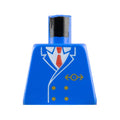 LEGO® Torso Train Uniform Jacket with Gold Buttons and Logo over White Shirt, Red Tie Pattern 973px1 blau